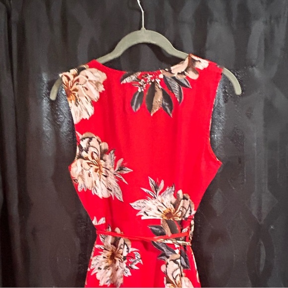 Red Floral Sleeveless Wrap Dress Made By zeagoo. Women’s Size Small. - Picture 6 of 8